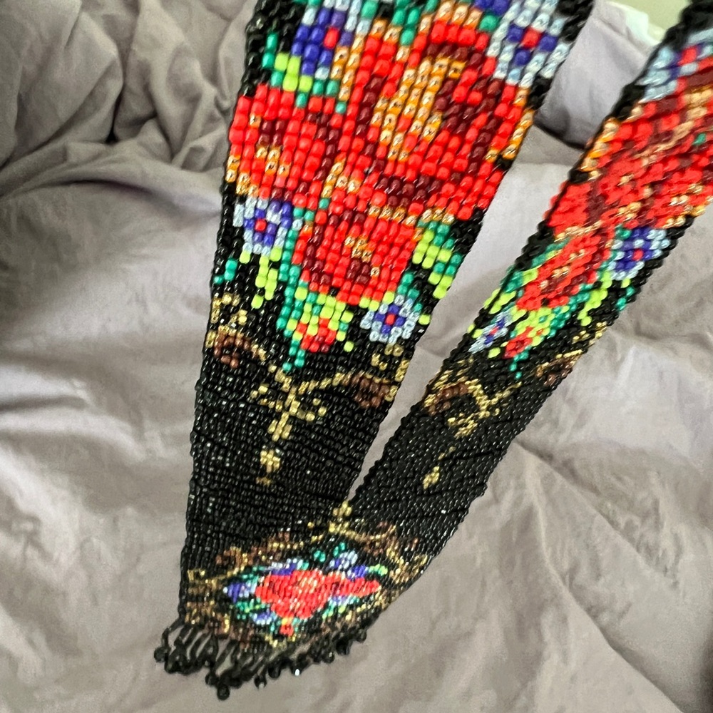 Handmade stunning seed beads necklace. Flower design tassel for all occasions.